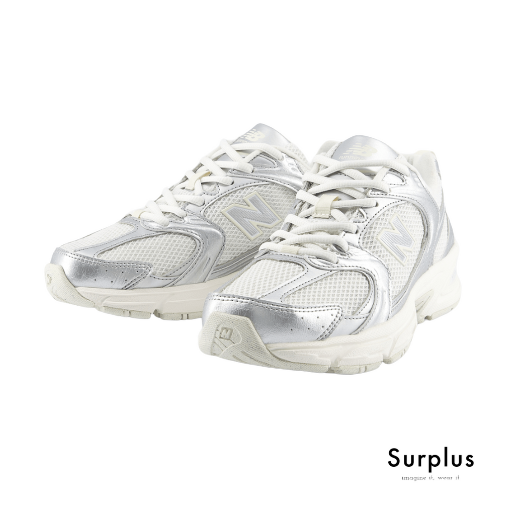 New Balance 530 White & Metallic Silver