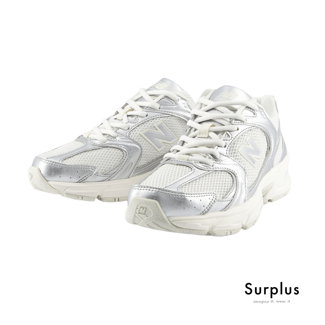 New Balance 530 White & Metallic Silver
