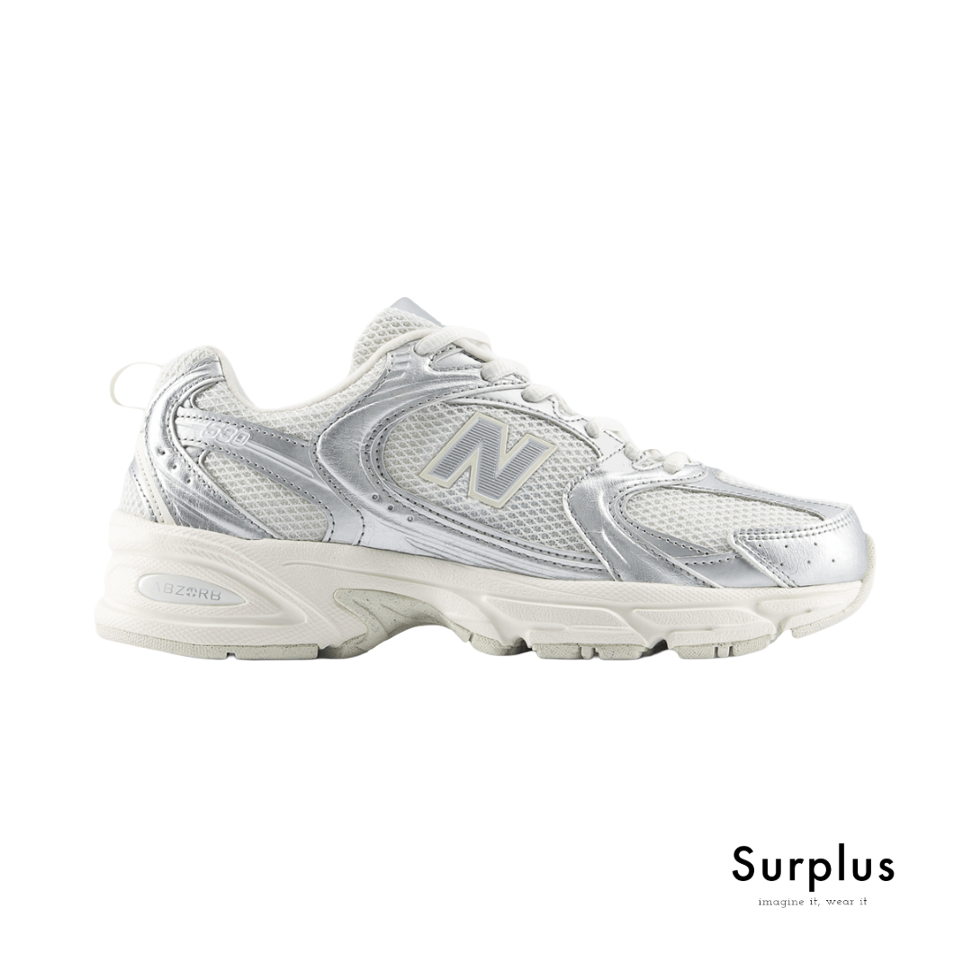 New Balance 530 White & Metallic Silver