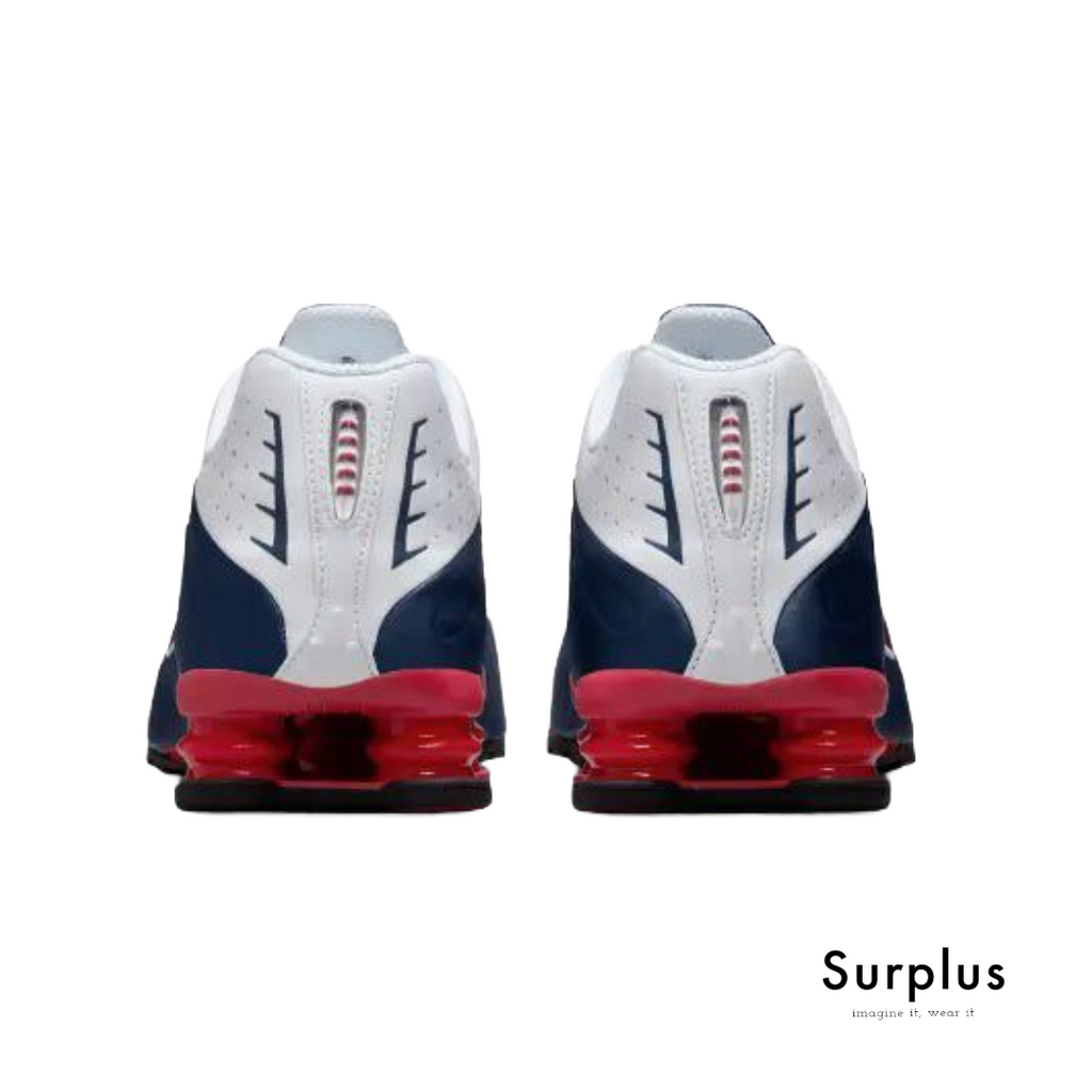 Nike Shox R4 White/ Midnight Navy/ GymRed /Metallic Silver