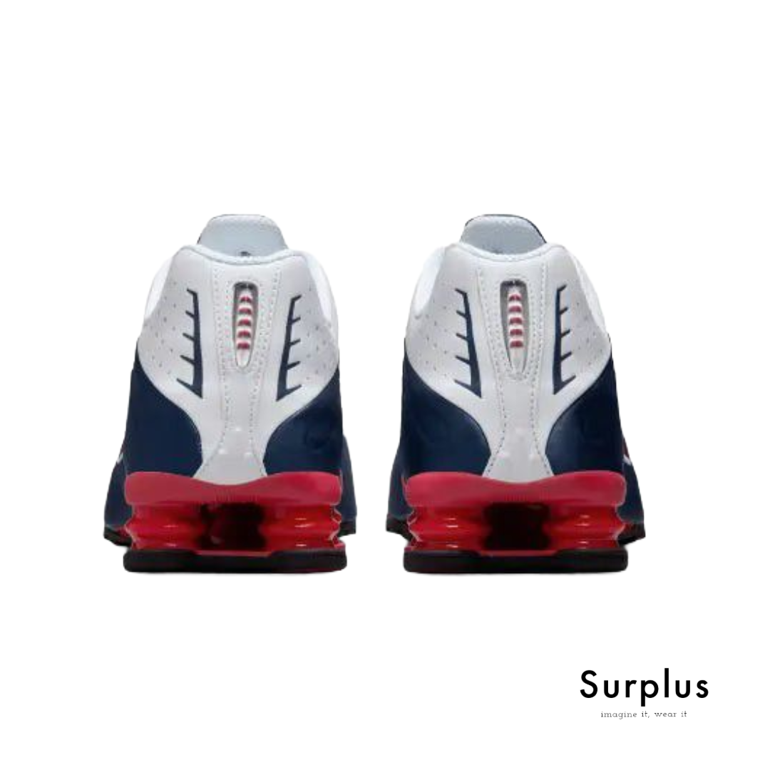 Nike Shox R4 White/ Midnight Navy/ GymRed /Metallic Silver