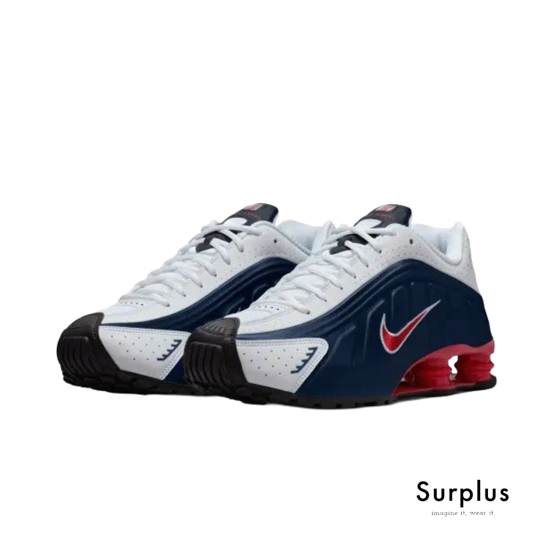 Nike Shox R4 White/ Midnight Navy/ GymRed /Metallic Silver