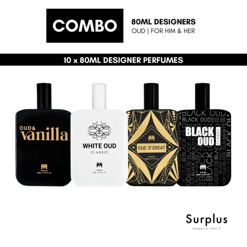 Oud Combo 10 x 80ml Him & Her Designer Fragrances