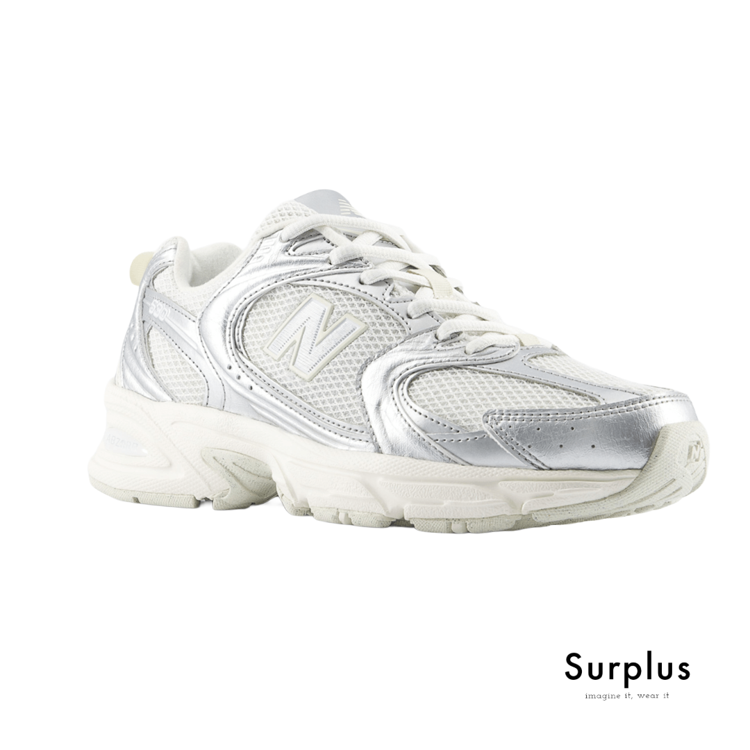 New Balance 530 White & Metallic Silver